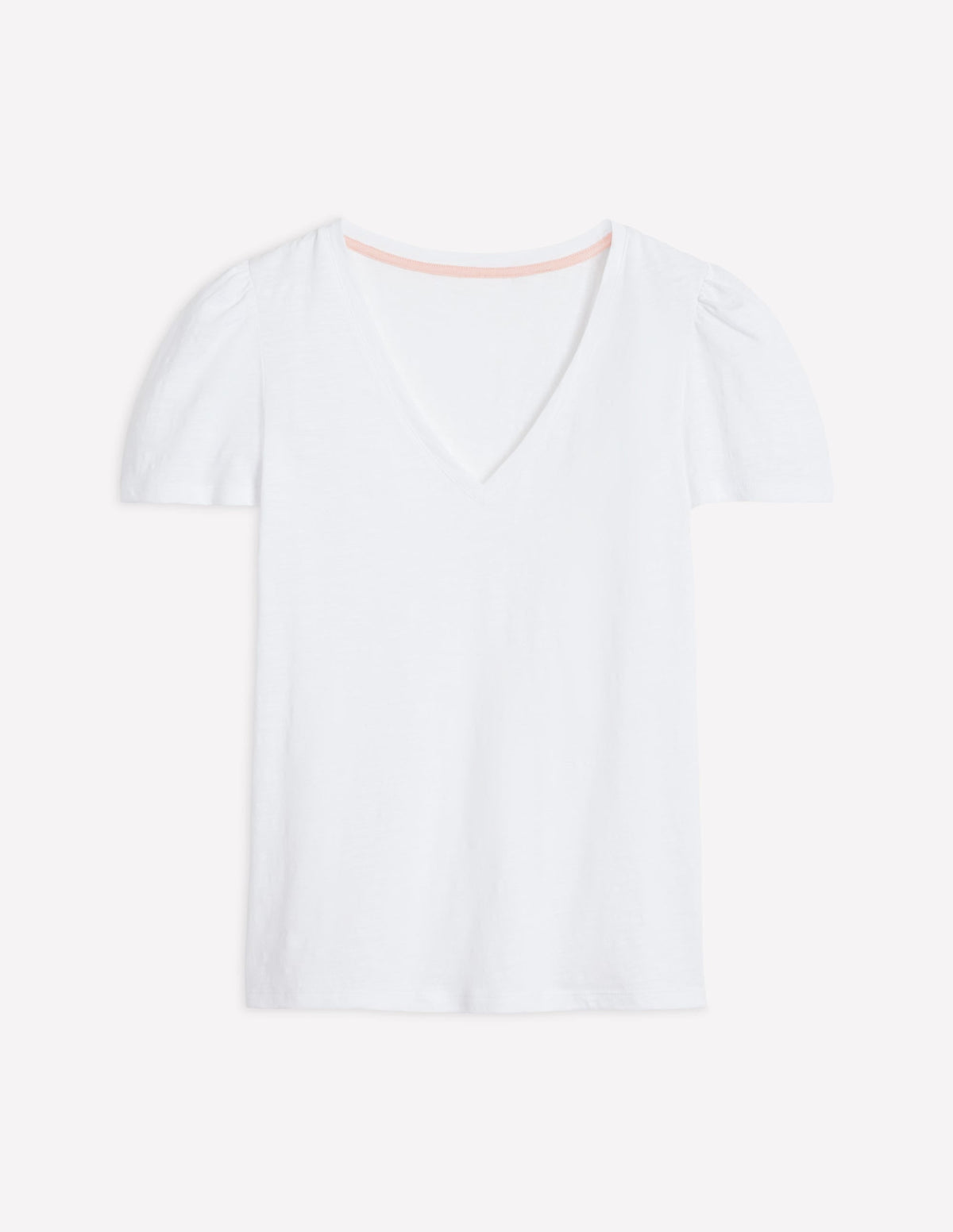 Sophie V-neck Slub T-shirt-White