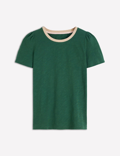 Metallic Trim T-Shirt-Trekking Green