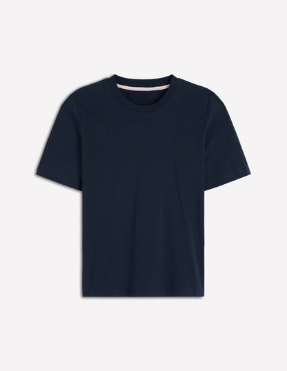 Cotton Crew Neck T-shirt-Navy