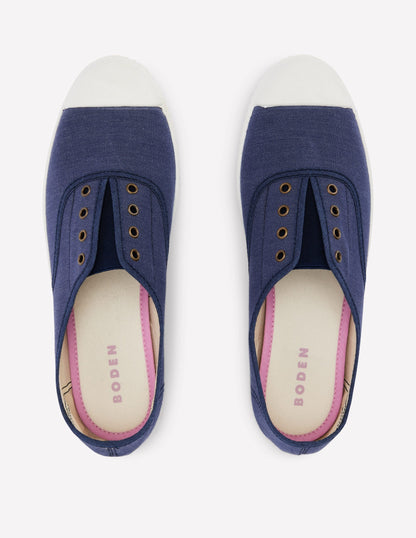 Laceless Canvas Plimsoll-Navy