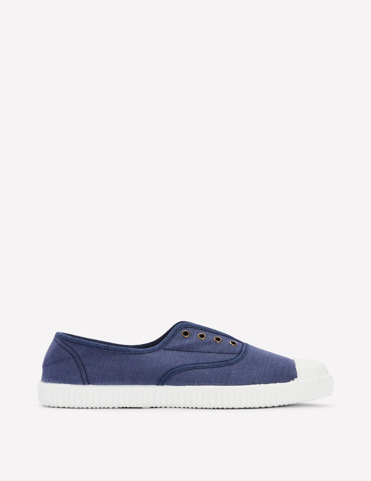 Laceless Canvas Plimsoll-Navy