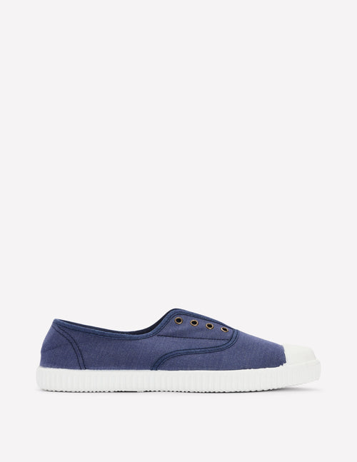 Laceless Canvas Plimsoll-Navy