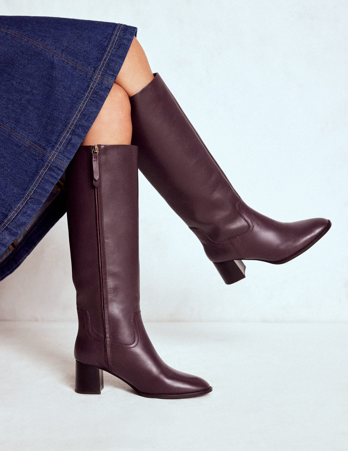 Skye Smart Knee Boots-Dark Cherry
