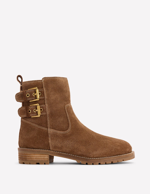 Buckle Ankle Boots-Tan