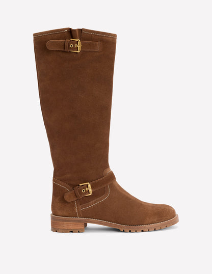 Buckle Knee High Boots-Coconut