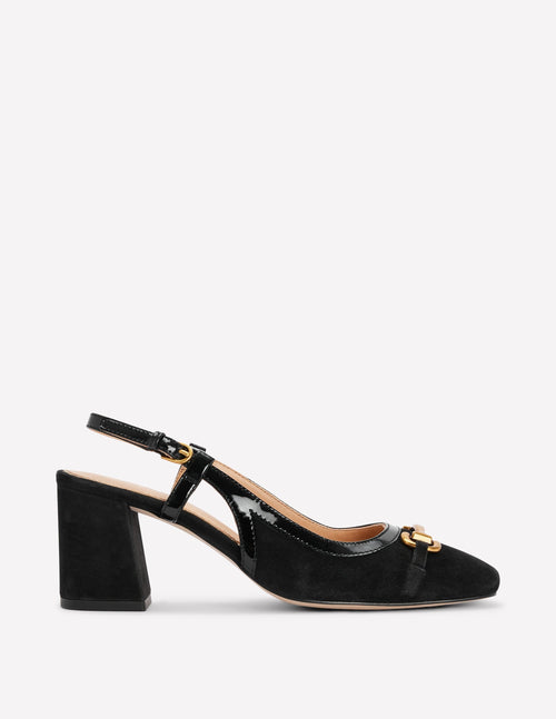 Iris Snaffle Slingback Heels-Black