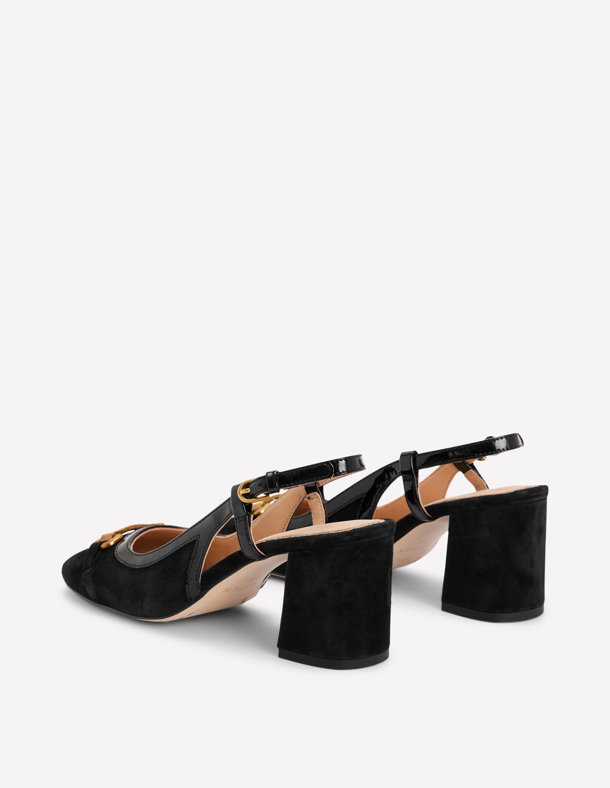 Iris Snaffle Slingback Heels-Black