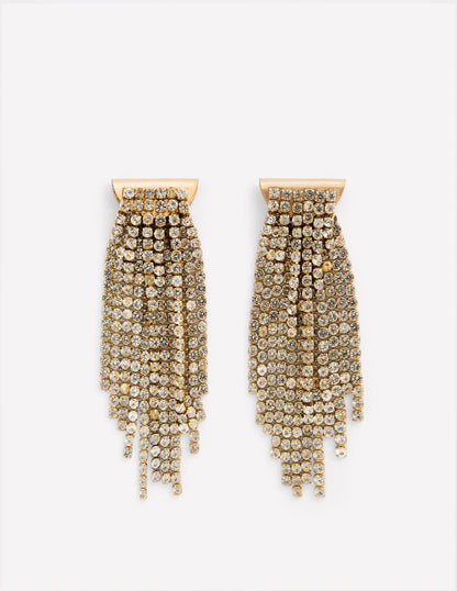 Jewel Fringe Earrings-Silver