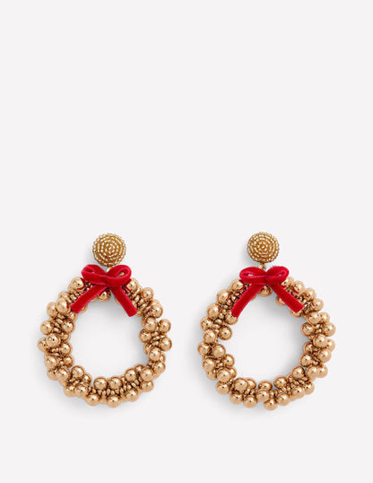 Christmas Novelty Earrings-Wreath