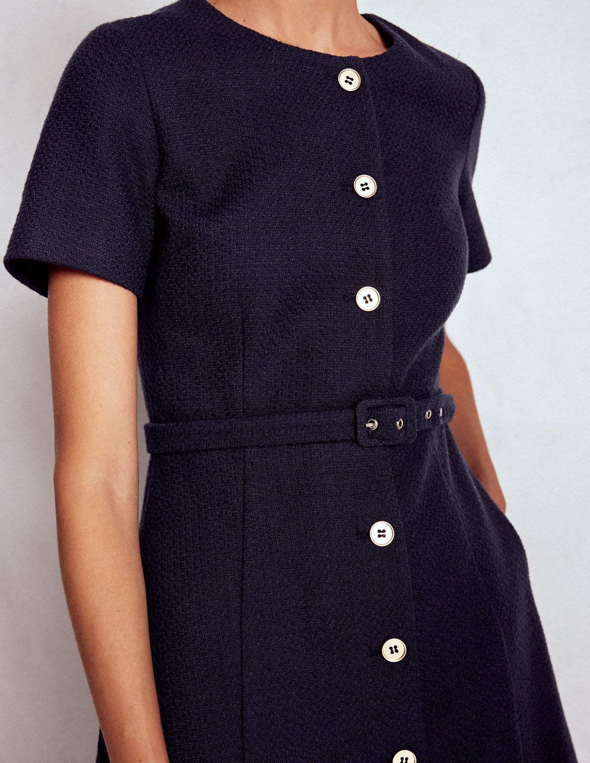 Charlotte Cotton Midi Dress-Navy