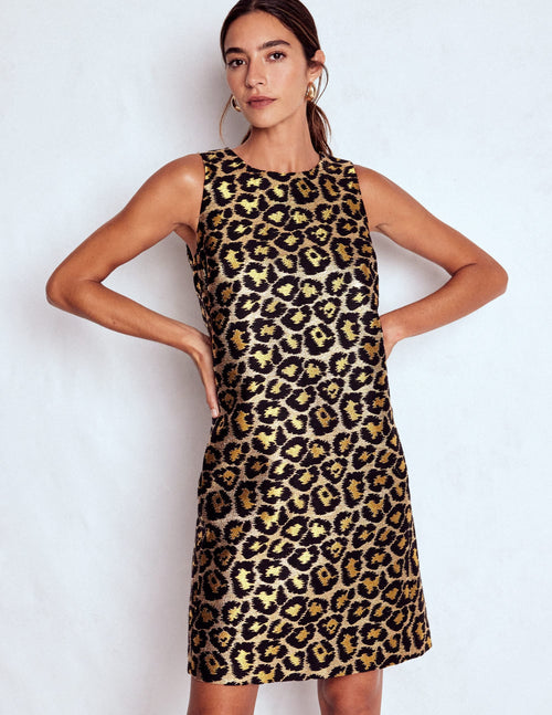 Metallic Leopard Shift Dress-Metallic Leopard