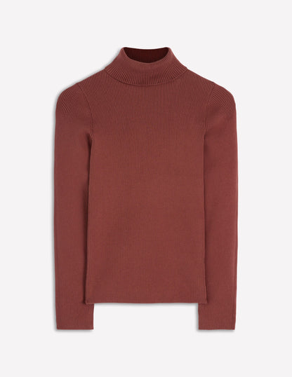 Emilia Roll Neck Sweater-Hot Chocolate Brown