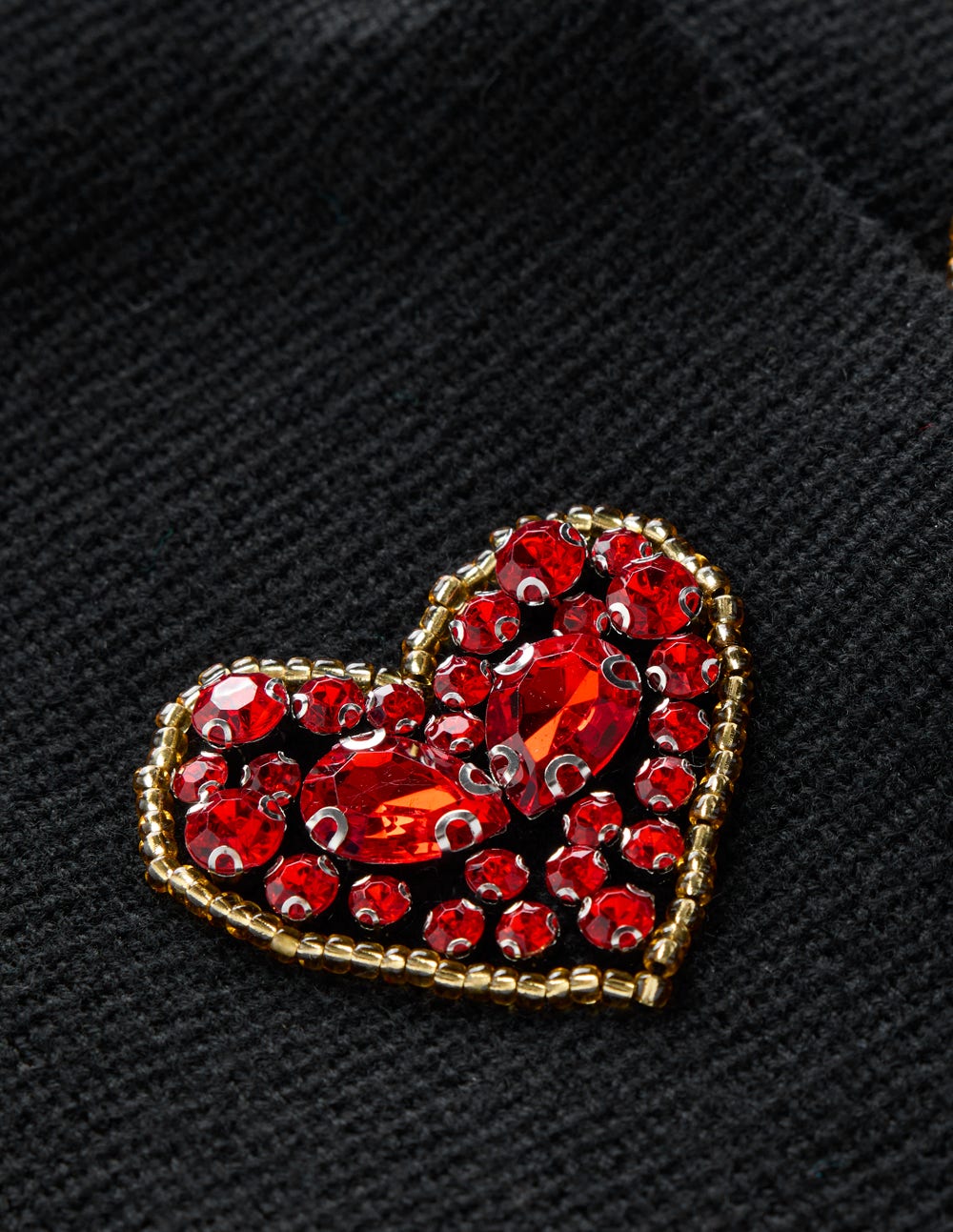 Jewelled Knitted Jacket-Black Hearts