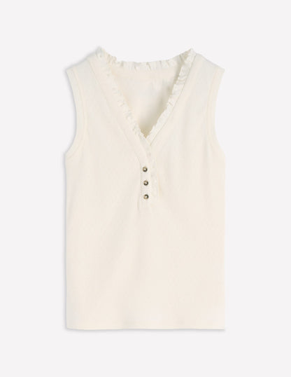 Jersey Henley Pajama Vest-Classic Ivory