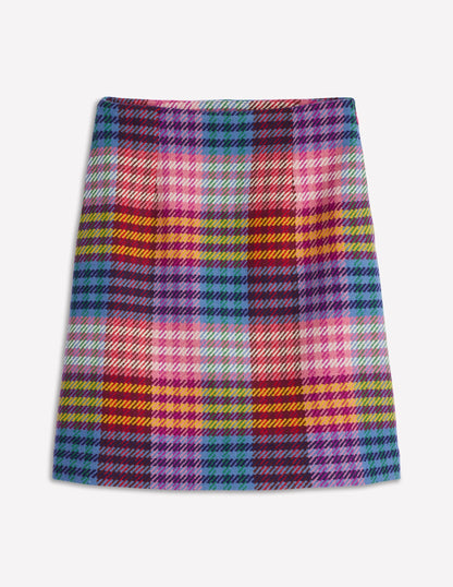 Wool Blend A-Line Skirt-Rainbow Blanket MultiGingham