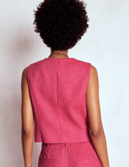 Pink Wool Waistcoat-Red and Pink Wide Herringbone