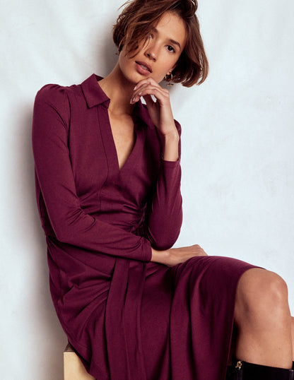Imogen Collared Jersey Dress-Deep Wisteria