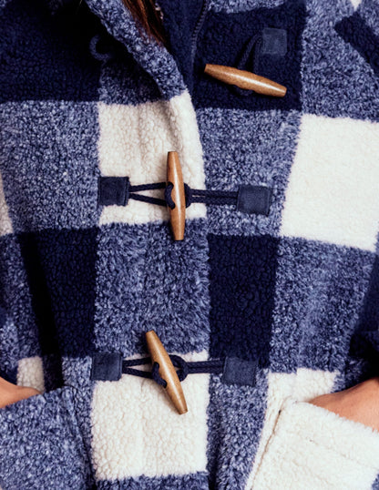Borg Duffle Coat-College Navy Gingham