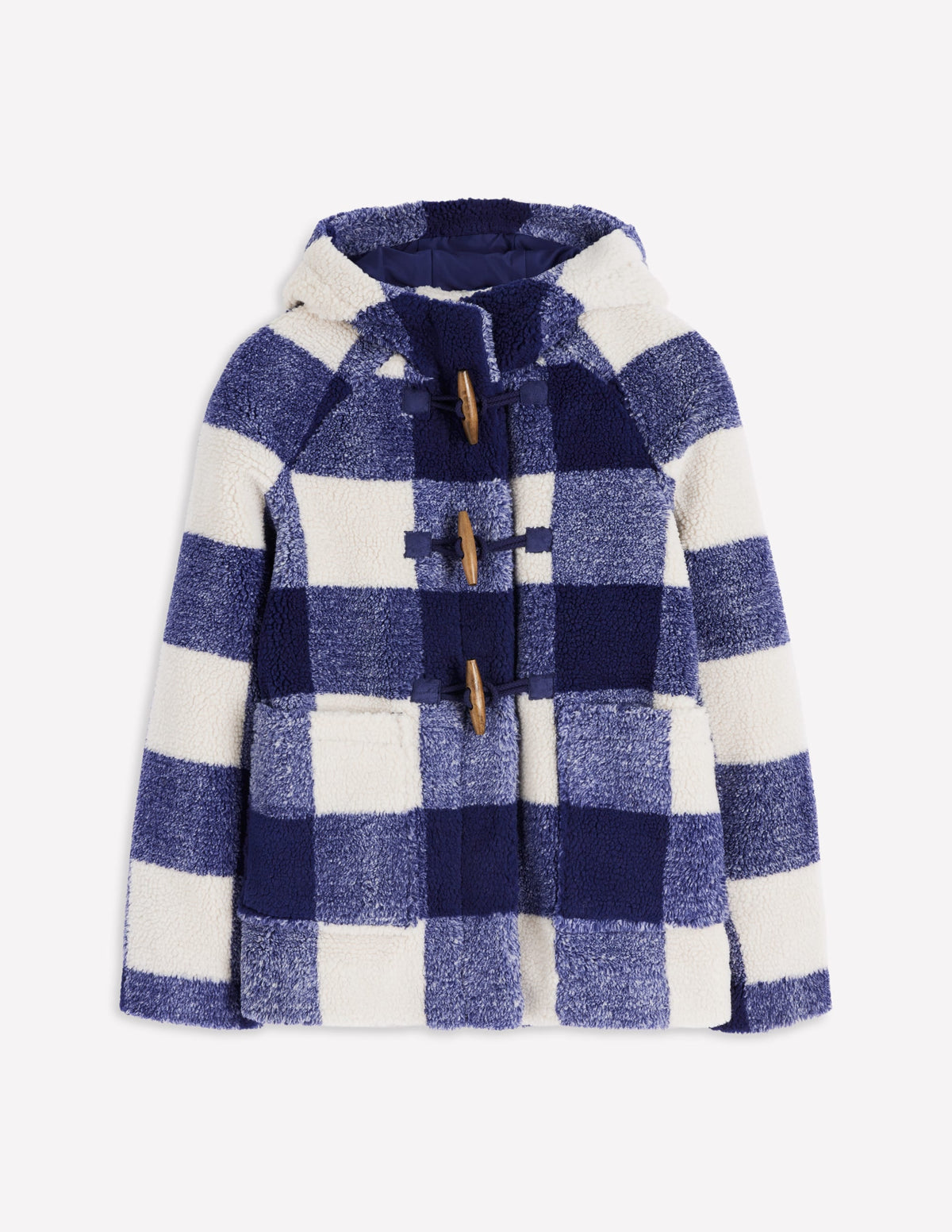 Borg Duffle Coat-College Navy Gingham