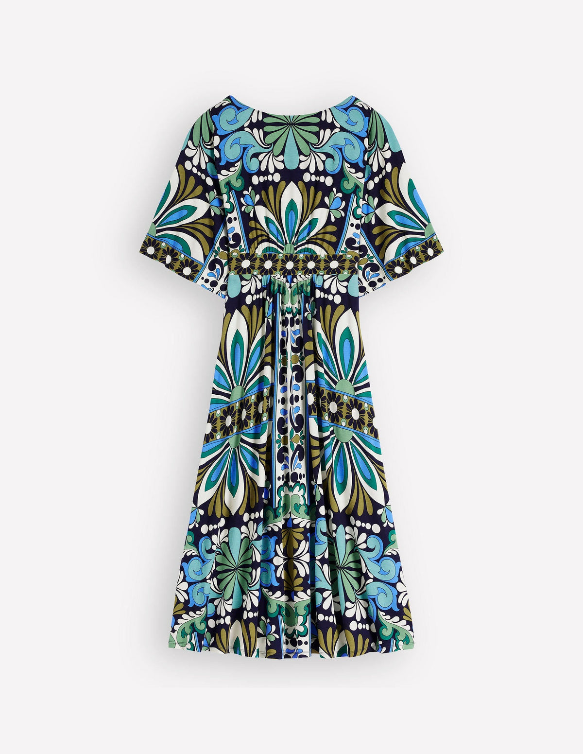 Imelda Kimono Jersey Dress-Navy, Bloom Tapestry