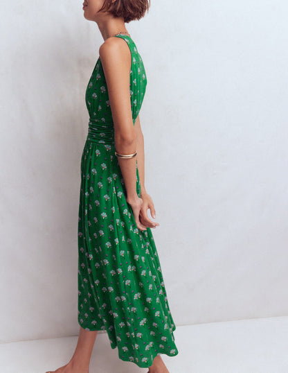 Elodie Jersey Maxi Dress-Green, Ornamental Floweret