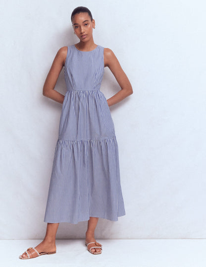 Sleeveless Poplin Dress-Surf the Web Stripe