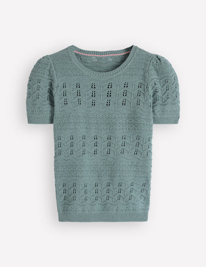 Monica Knitted T-Shirt-Blue