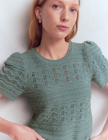 Monica Knitted T-Shirt-Blue