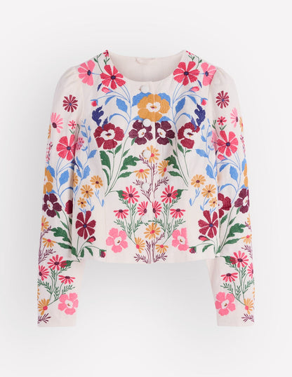 Salisbury Puff Sleeve Jacket-Multi, Embroidery