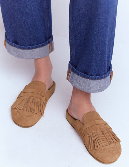 Etta Ghillie Mule Clogs-Tan