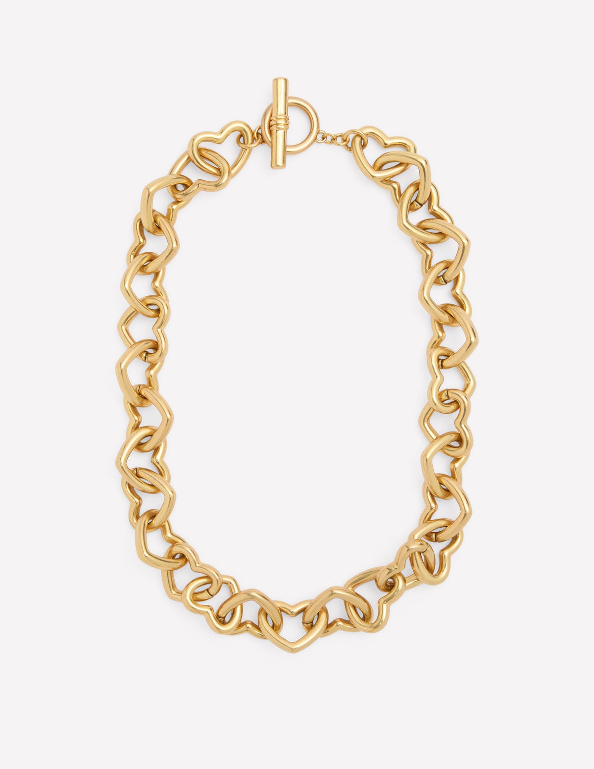 Chunky Heart Chain Necklace-Gold Colour