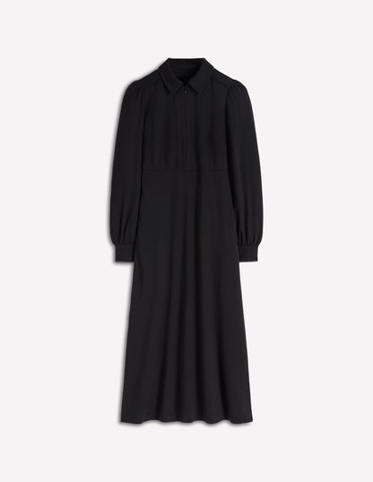 Pip Zip-Up Ponte Midi Dress-Black