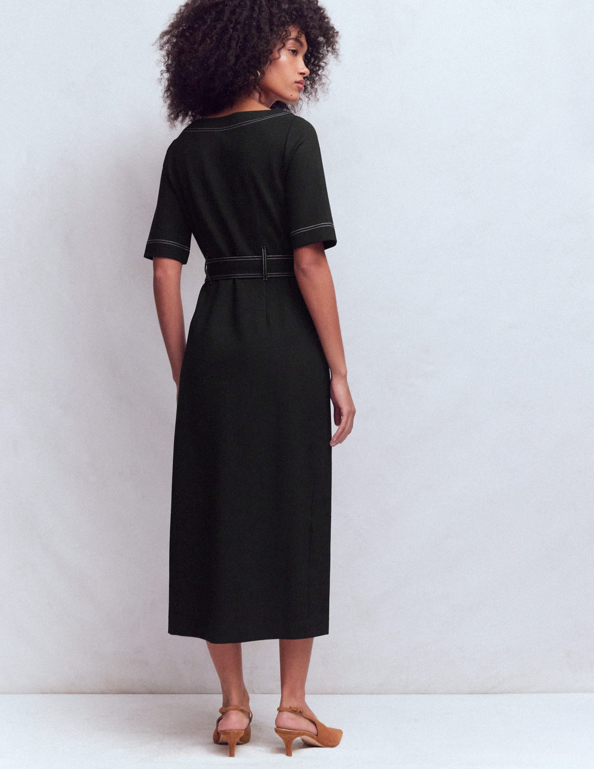 Bria Ponte Midi Dress-Black