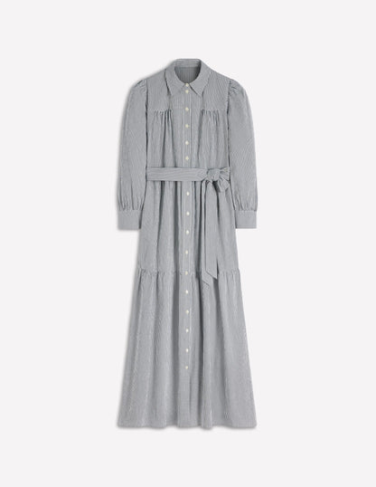 Ellie Cotton Maxi Shirt Dress-Texture Stripe