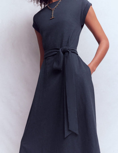 Eve Jersey Midi Dress-Navy