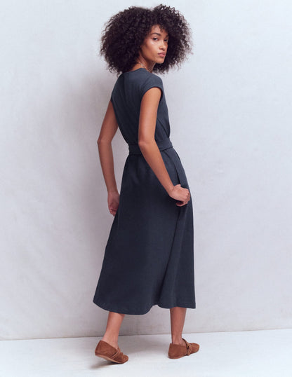 Eve Jersey Midi Dress-Navy