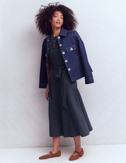 Eve Jersey Midi Dress-Navy