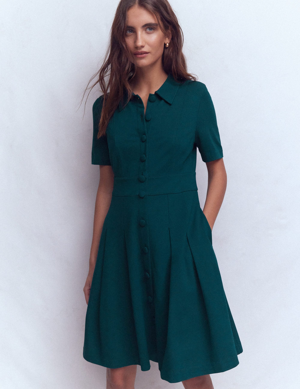 Bridget Ponte Short Dress-Midnight Teal