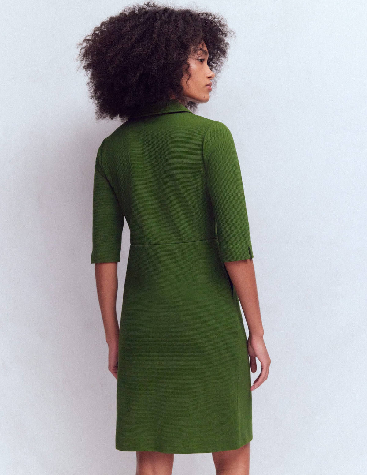 Cam Short Sleeve Ottoman Dress-Green Fir