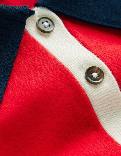 Lara Cotton Henley Jumper-Red