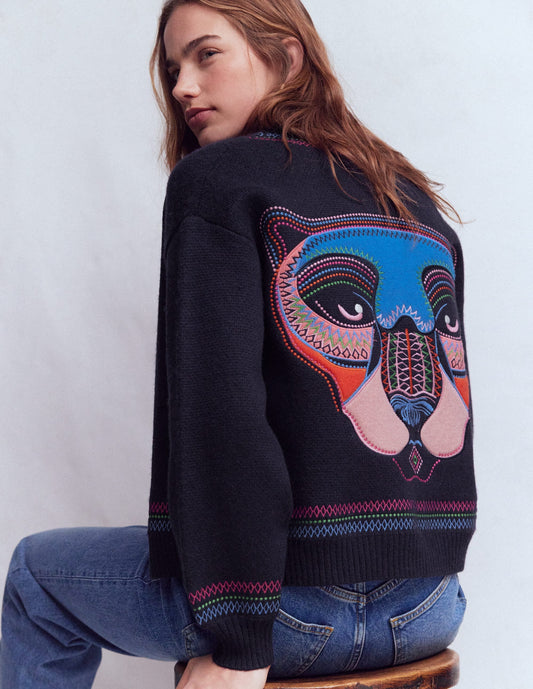 Abi Jacquard Cardigan-Navy, Tiger