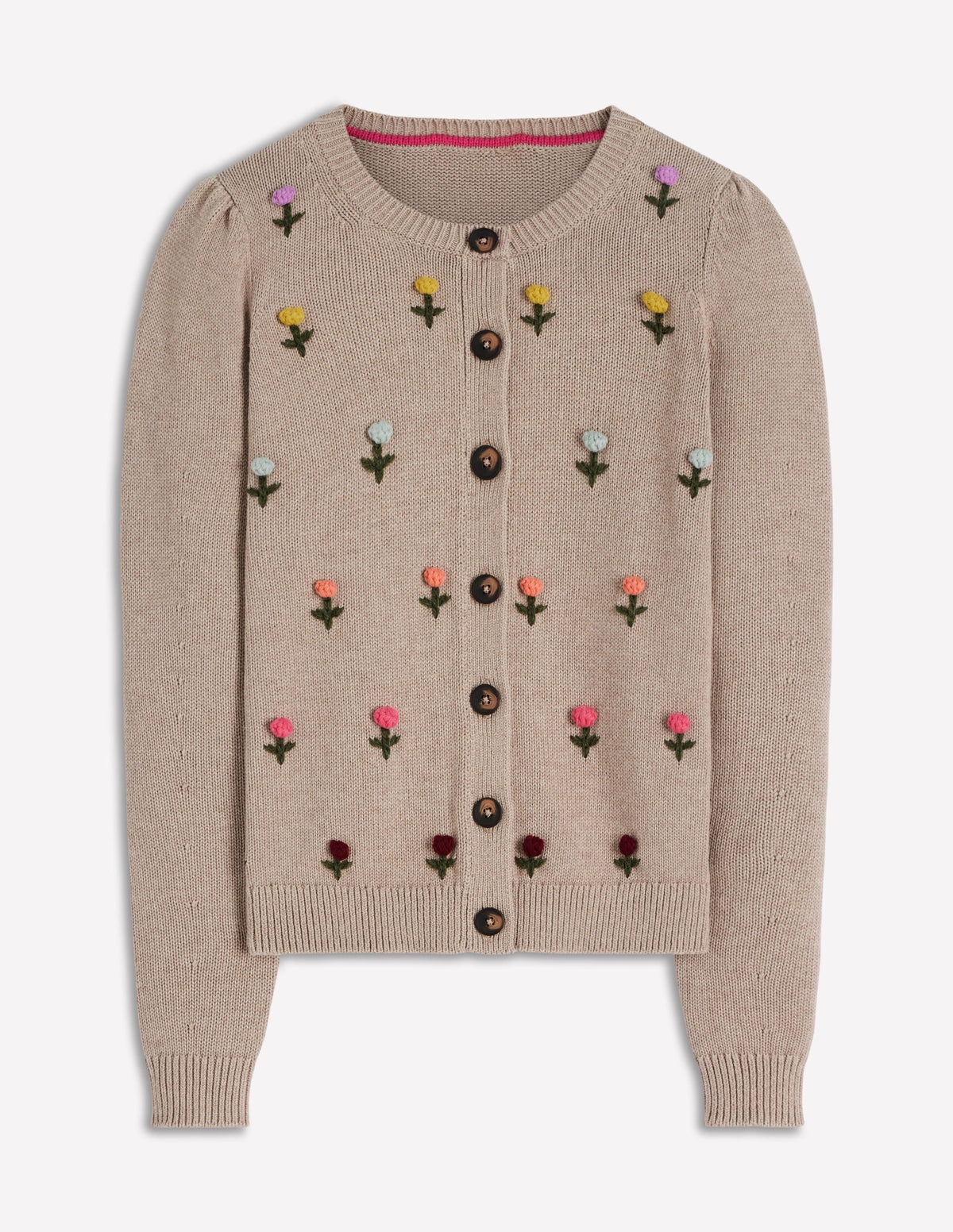 Davina Puff Sleeve Cardigan-Chinchilla Embroidery