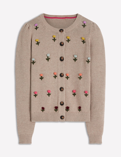 Davina Puff Sleeve Cardigan-Chinchilla Embroidery