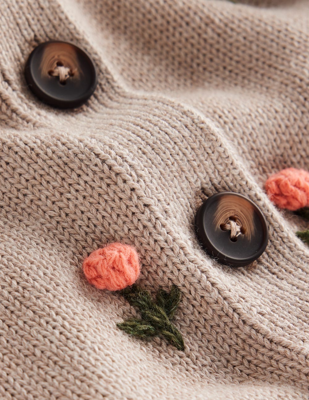 Davina Puff Sleeve Cardigan-Chinchilla Embroidery