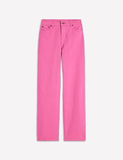 High Rise Column Leg Jeans-Bright Pink