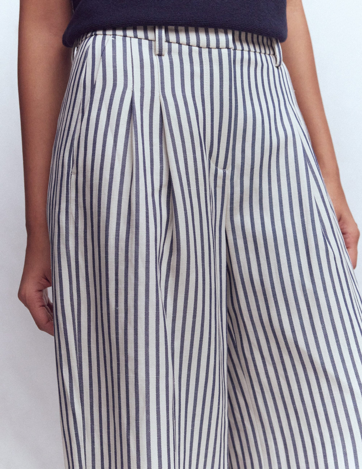 Kensington Wide Leg Pants-Blue and Ivory Stripe