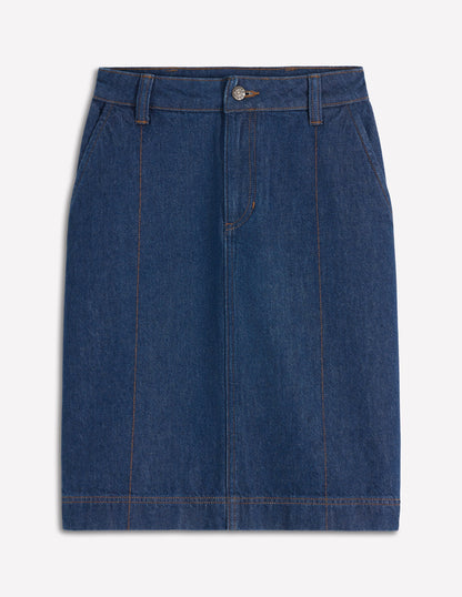 Straight Denim Skirt-Indigo