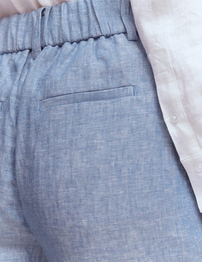 Kensington Linen Shorts-Blue Chambray