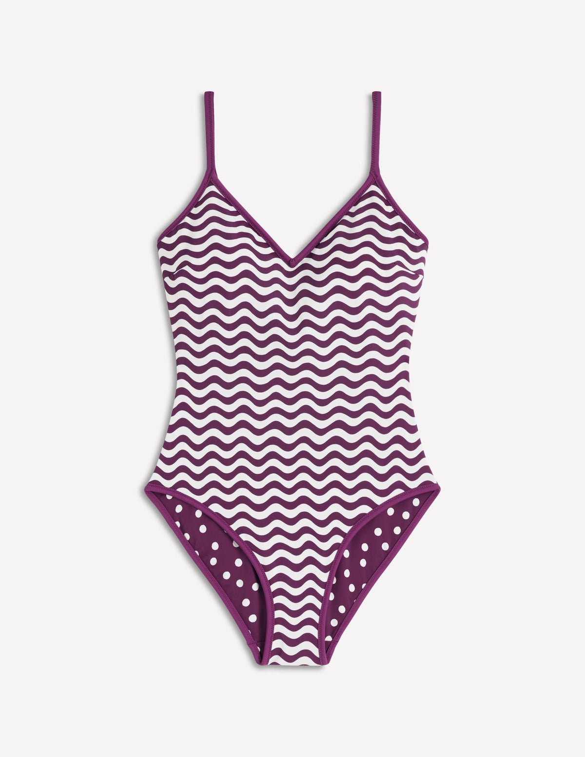 Symi Reversible Swimsuit-Chocberry, Stripe & Dot