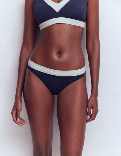 Campania Bikini Bottoms-Navy, Ivory Colourblock